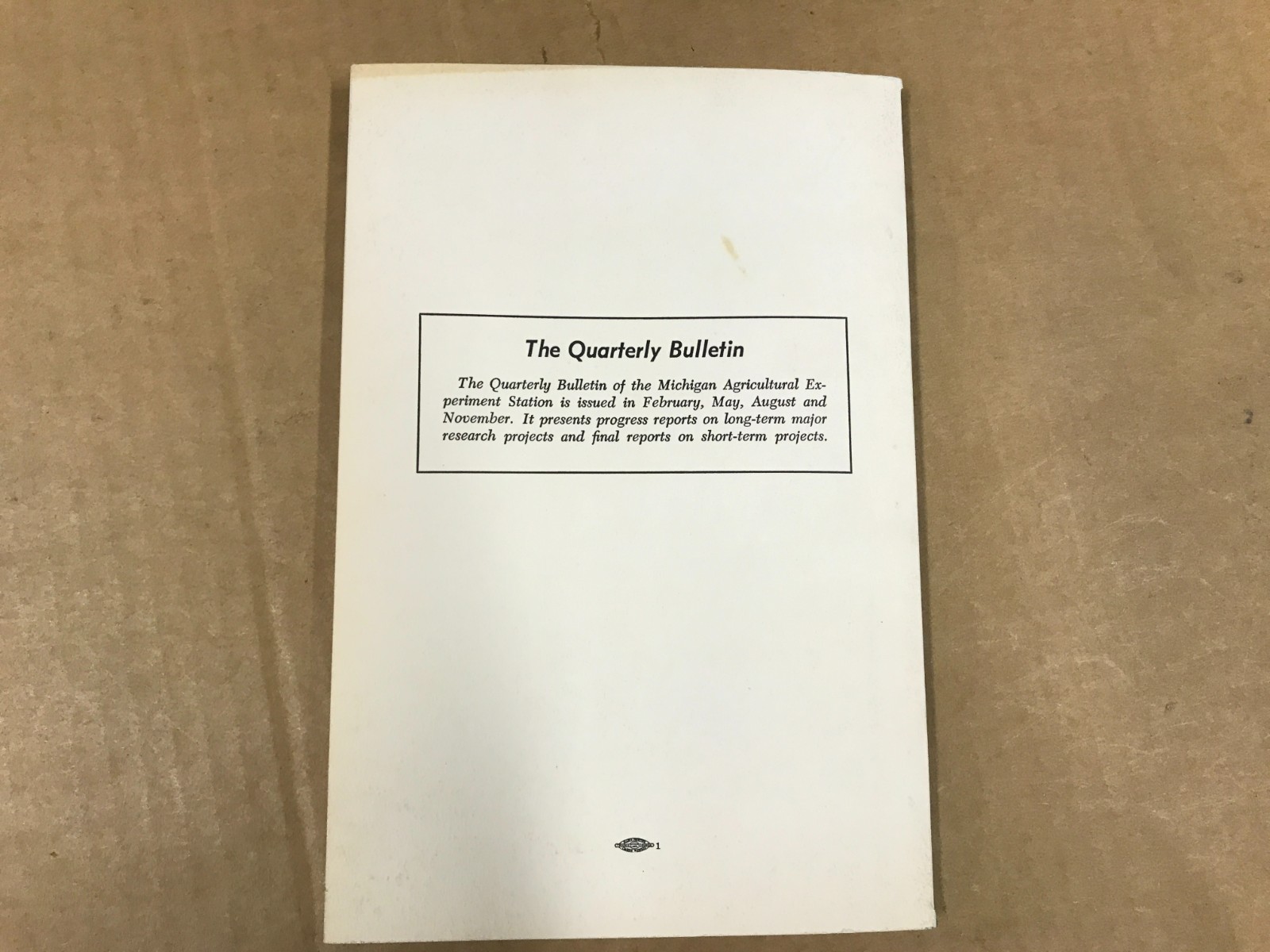VTG Michigan State Agriculture Quarterly Bulletin – Vol. 44 No.4 – May 1962