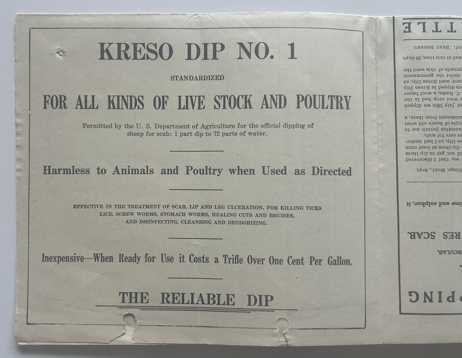 Vintage Kreso Dip No.1 Brochure Parke Davis Livestock Poultry Vet