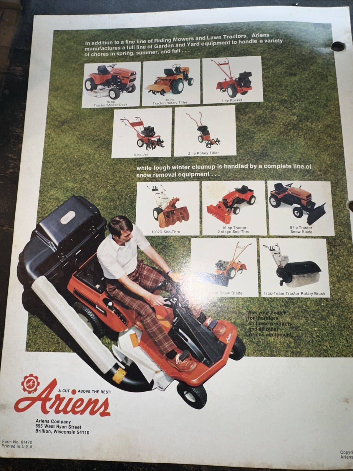 1977 ARIENS Riding Mowers Advertising Catalog Vintage