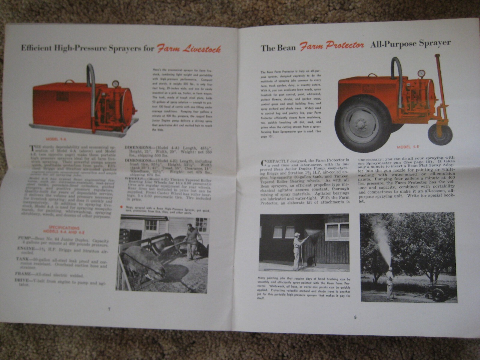 John Bean Mfg Co. Power Sprayers for Livestock Adv. Booklet, 1940&rsquo;s, Agriculture