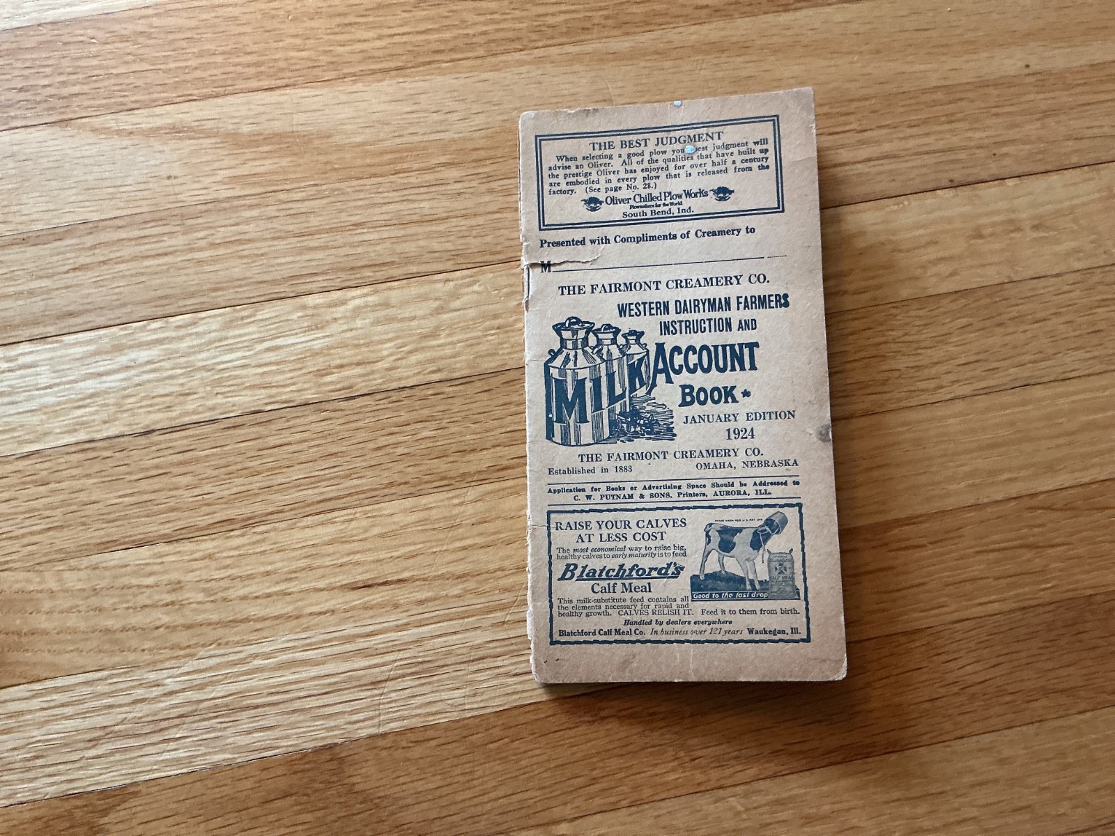 Vtg, 1956 Farm Acct. Record Book – Citizens State Bank, Green Isle, Minnesota