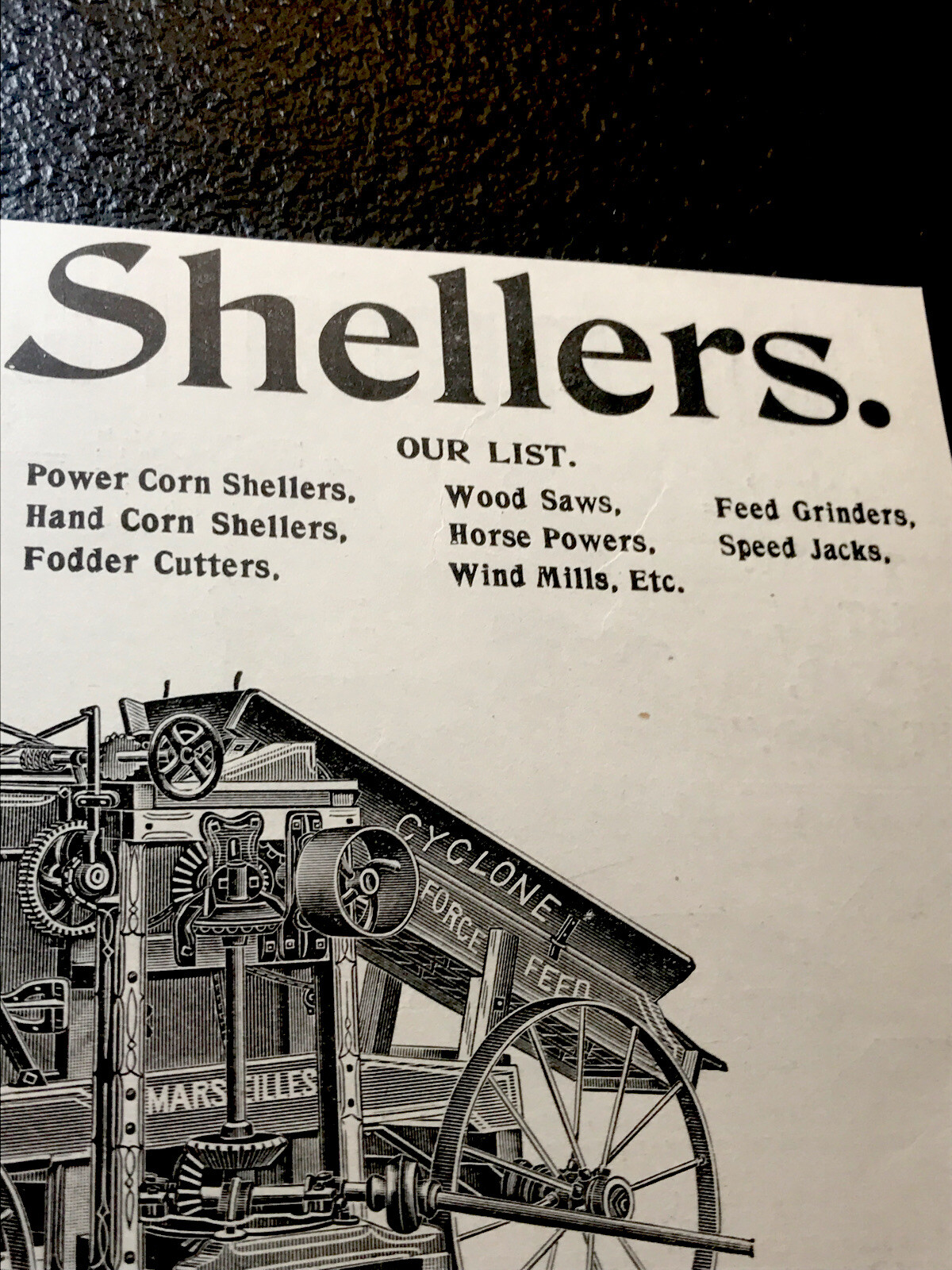 ORIGINAL 1897 Marseilles Shellers Farm Implement Advertising – Illinois