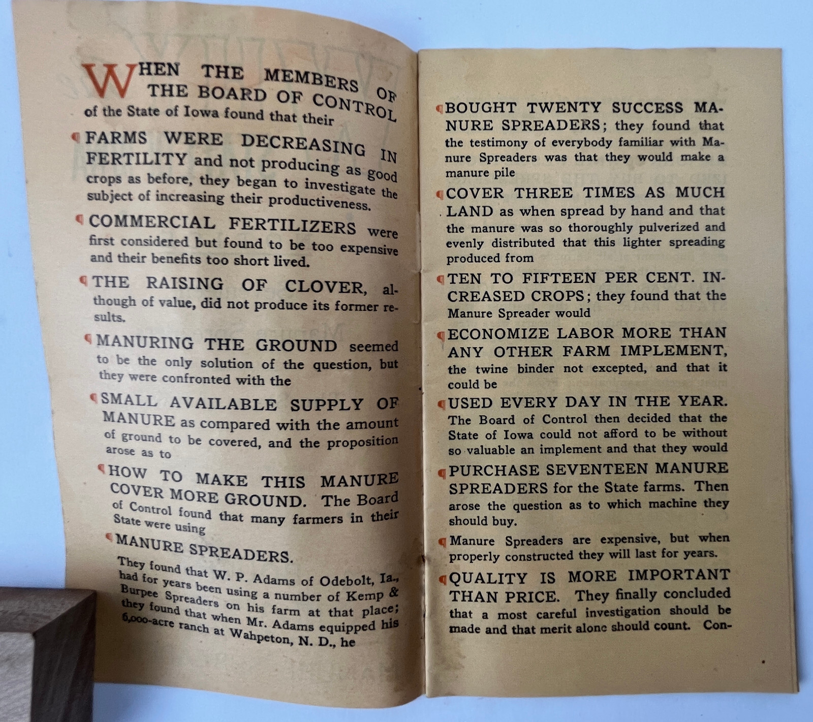 1905 Why The State Iowa Bought Success Manure Spreaders Kemp & Burpee Syracuse