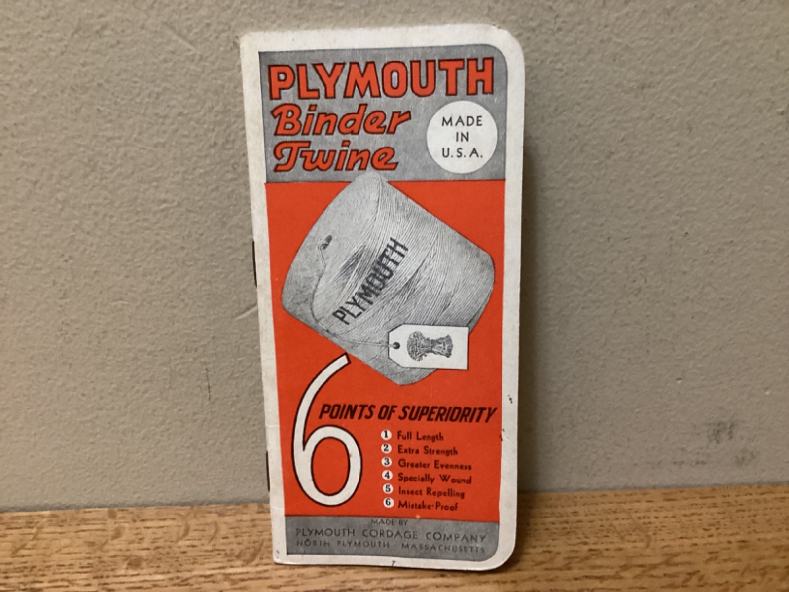 Plymouth Binder Twine 1938-39 Advertising Pocket Notebook North Plymouth Mass.