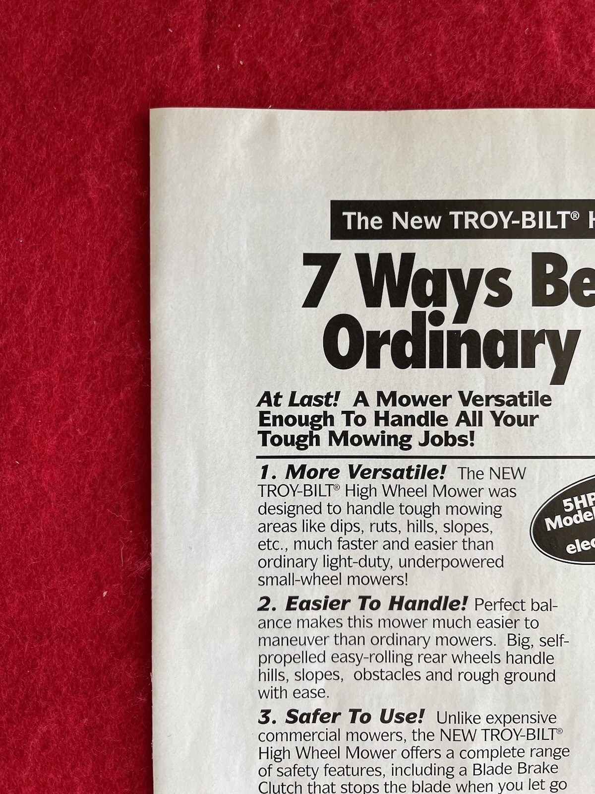 Vintage 1994 Print Ad Troy Bilt High Wheel Mower Advertisement