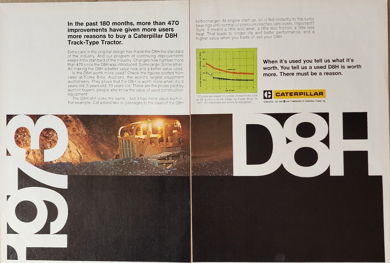 Caterpillar Tractor Construction Picture Magazine Ad Original Vtg Wall Art