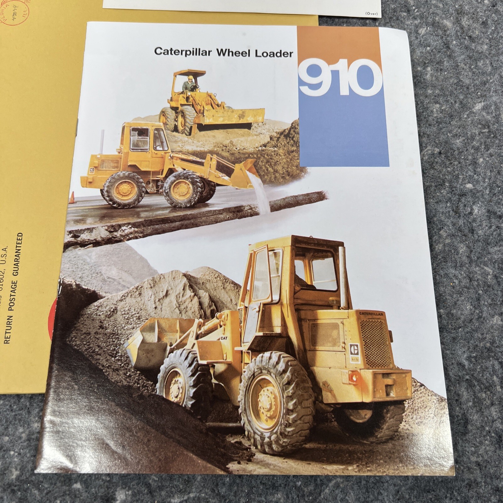 Equipment Brochure – Caterpillar – 910 – Wheel Loader – c1970&rsquo;s with Envelope