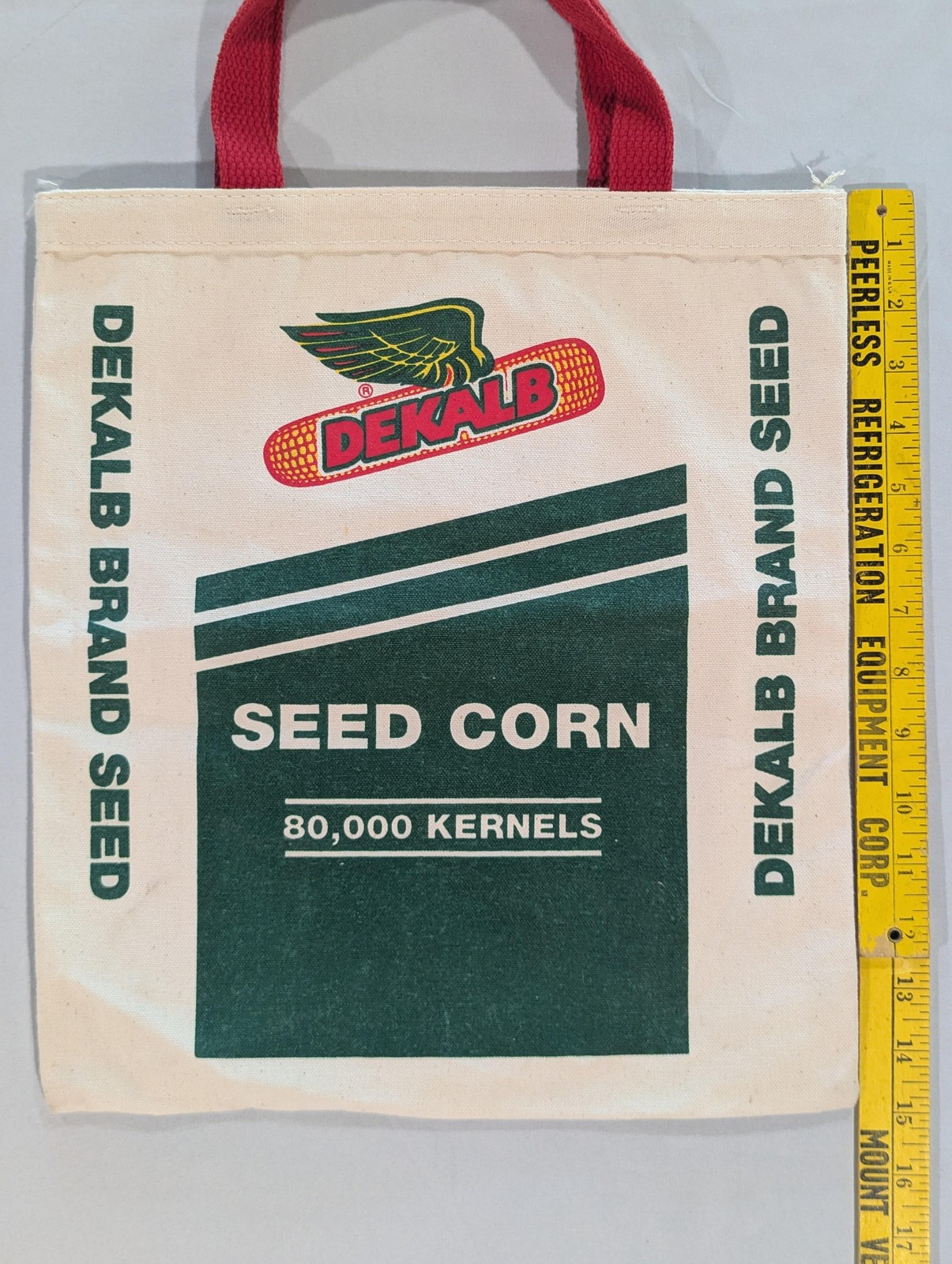 DEKALB Brand Seed Corn Beige Canvas Tote Bag Fabriko Made USA Promo Agriculture