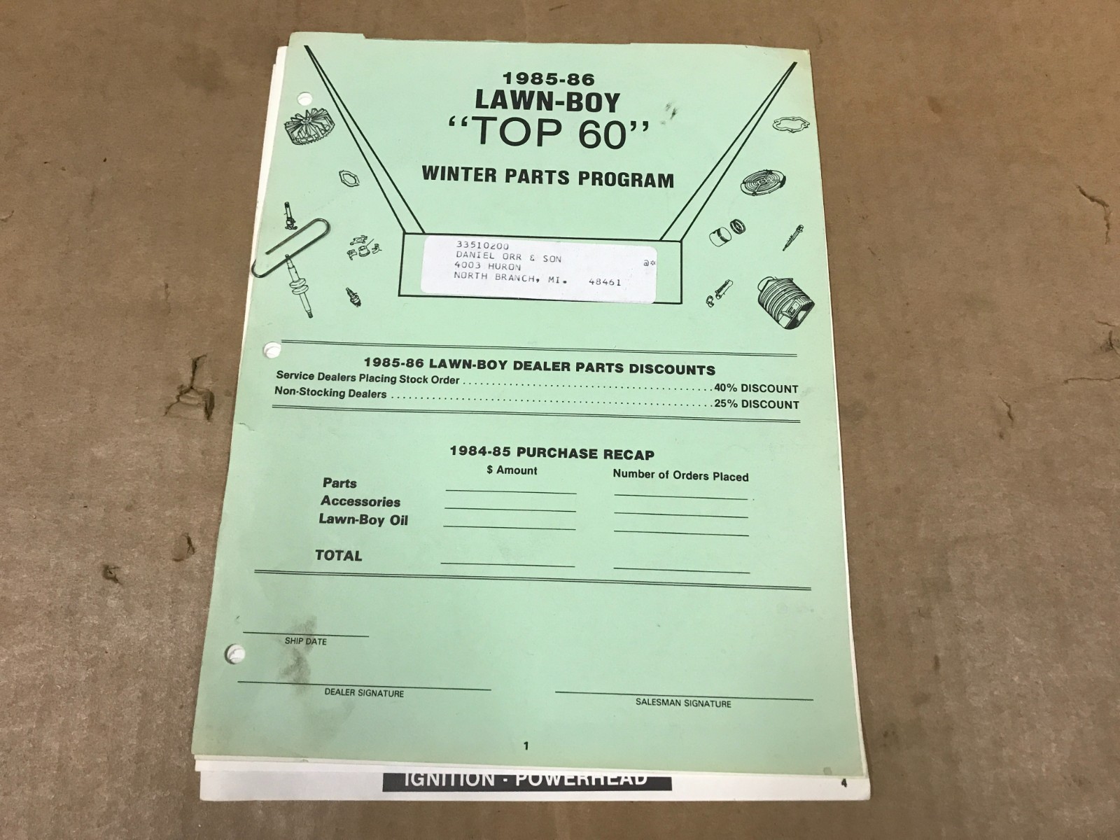Vintage 1985-1986 Lawn-Boy – « Top 60 » – Winter Parts Program