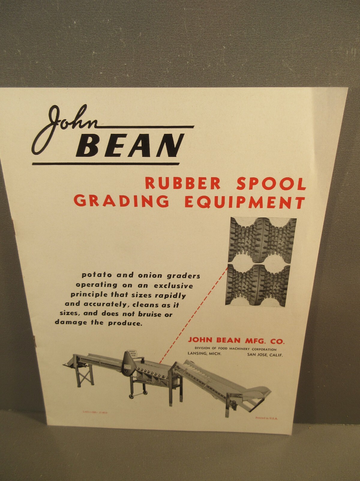 1946 John Bean Rubber Spool Grading Equipment Brochure