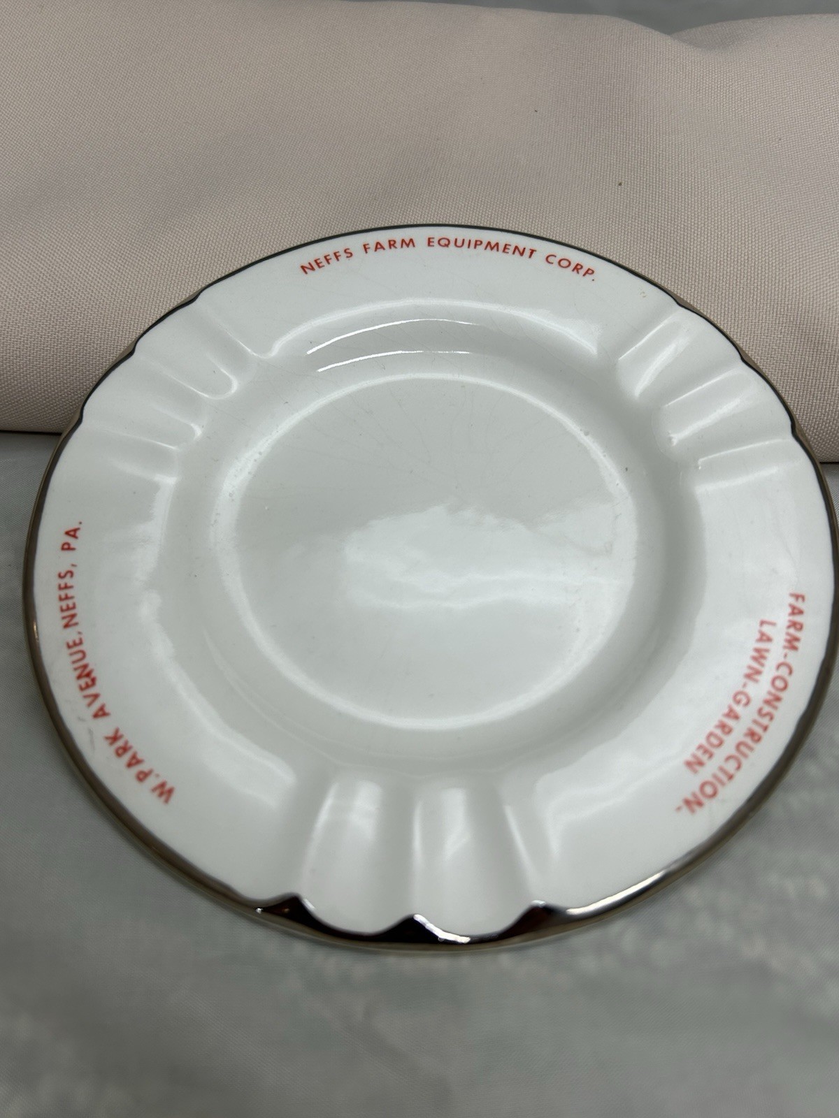 Vintage Neffs Farm Equipment Corp Collector Plate Ashtray Advertising Neffs, PA