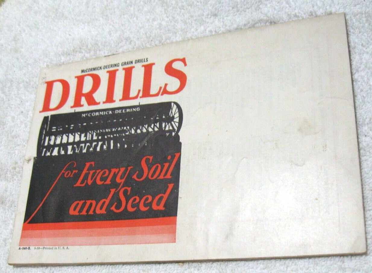 VINTAGE 1918 McCORMICK DEERING TRACTOR GRAIN DRILLS BROCHURE