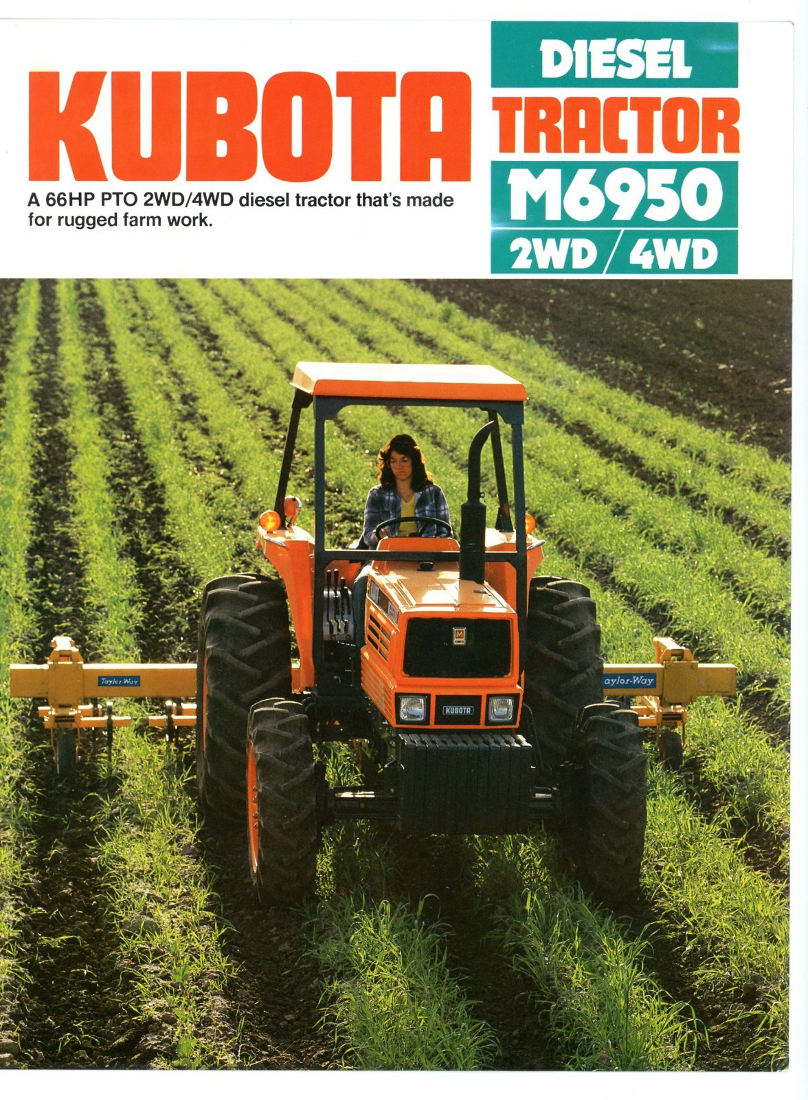 Kubota M6950 Diesel Tractor 2WD 4WD 1985 sales brochure