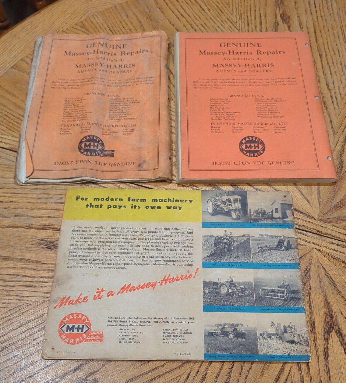 Massey Harris 1950&rsquo;s Combine Sales Booklet Full Color Lot Of 2 Combine Pts &Man