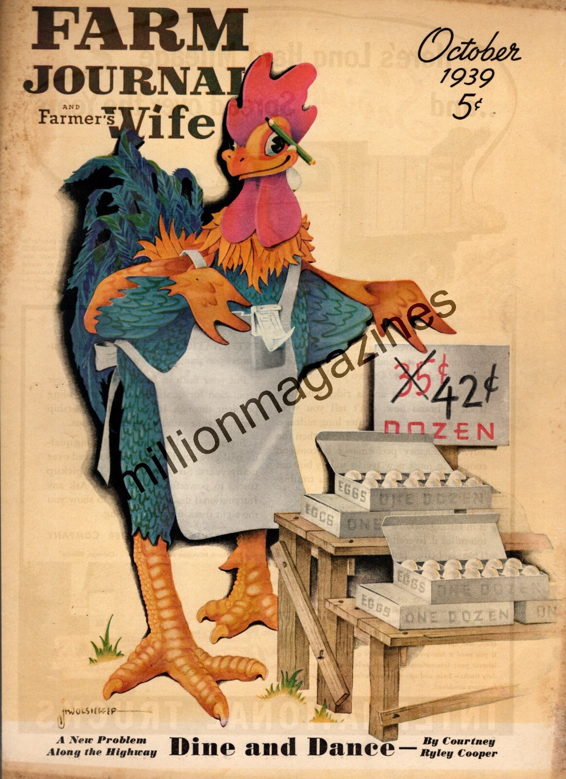 1939 Farm Journal October original cover only – The price of eggs is going up