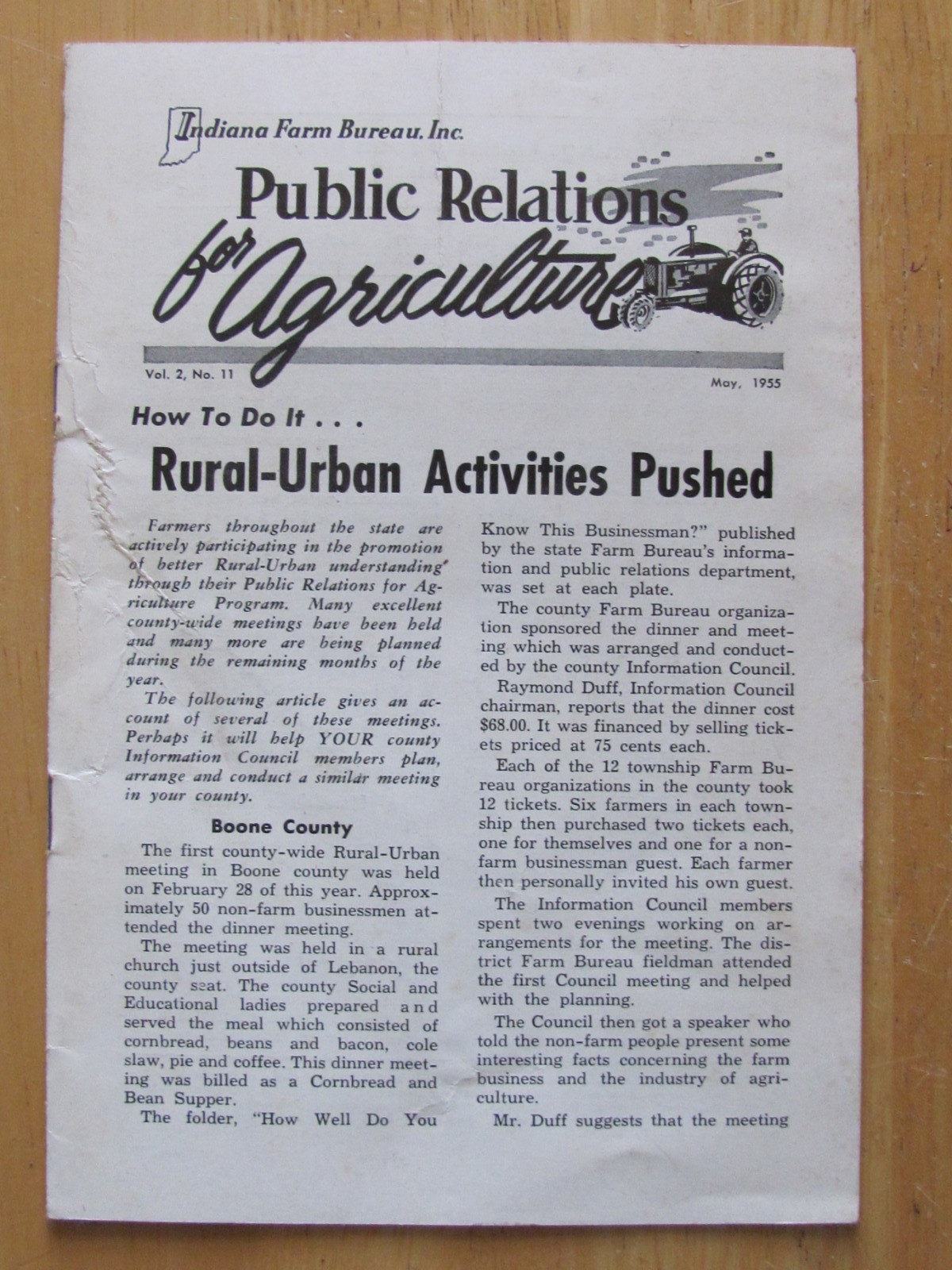 1955 BOOKLET INDIANA FARM BUREAU PUBLIC RELATIONS FOR AGRICULTURE