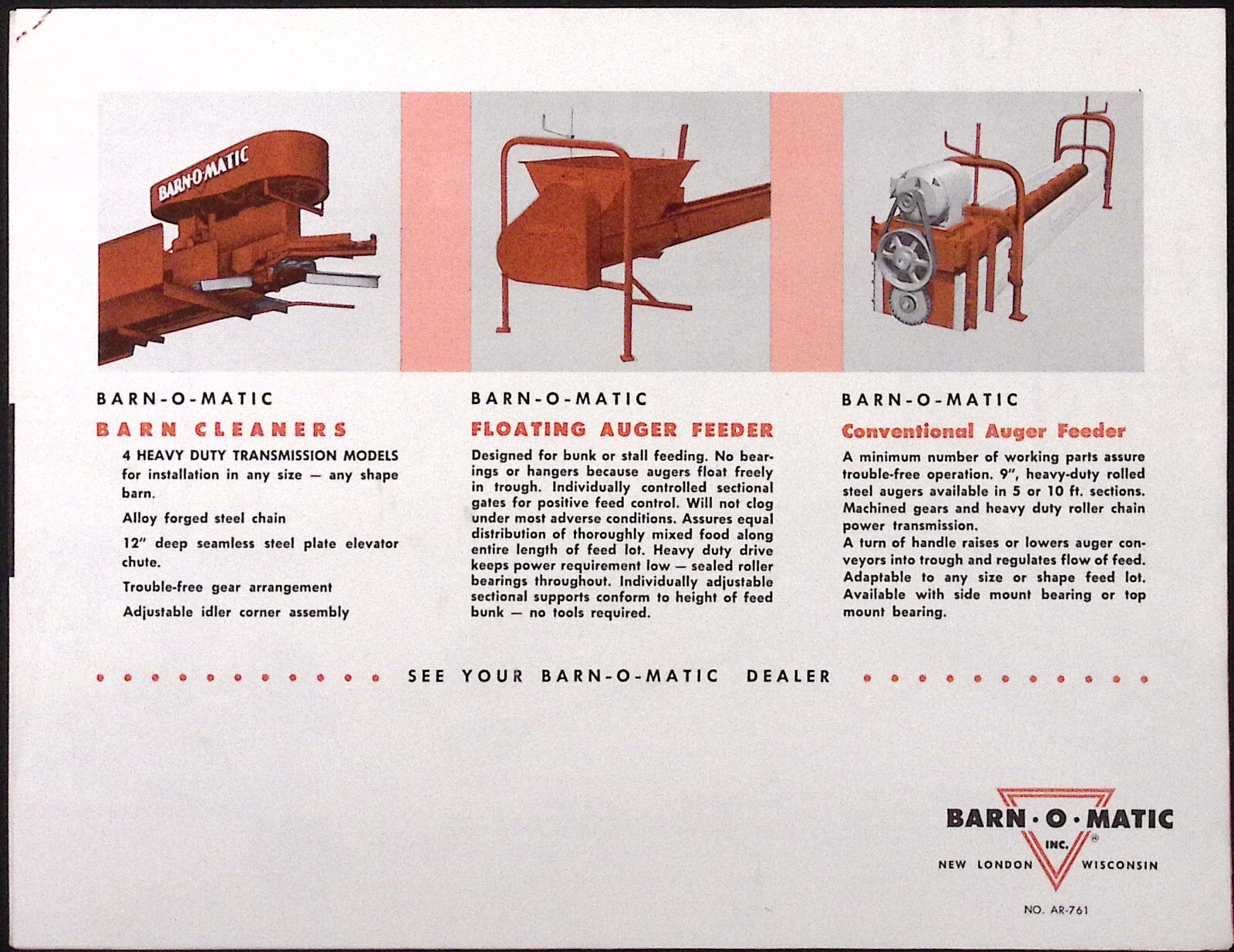 1950s Barn O Matic Heavy Duty Silo Unloader Brochure BarnOMatic New London WI