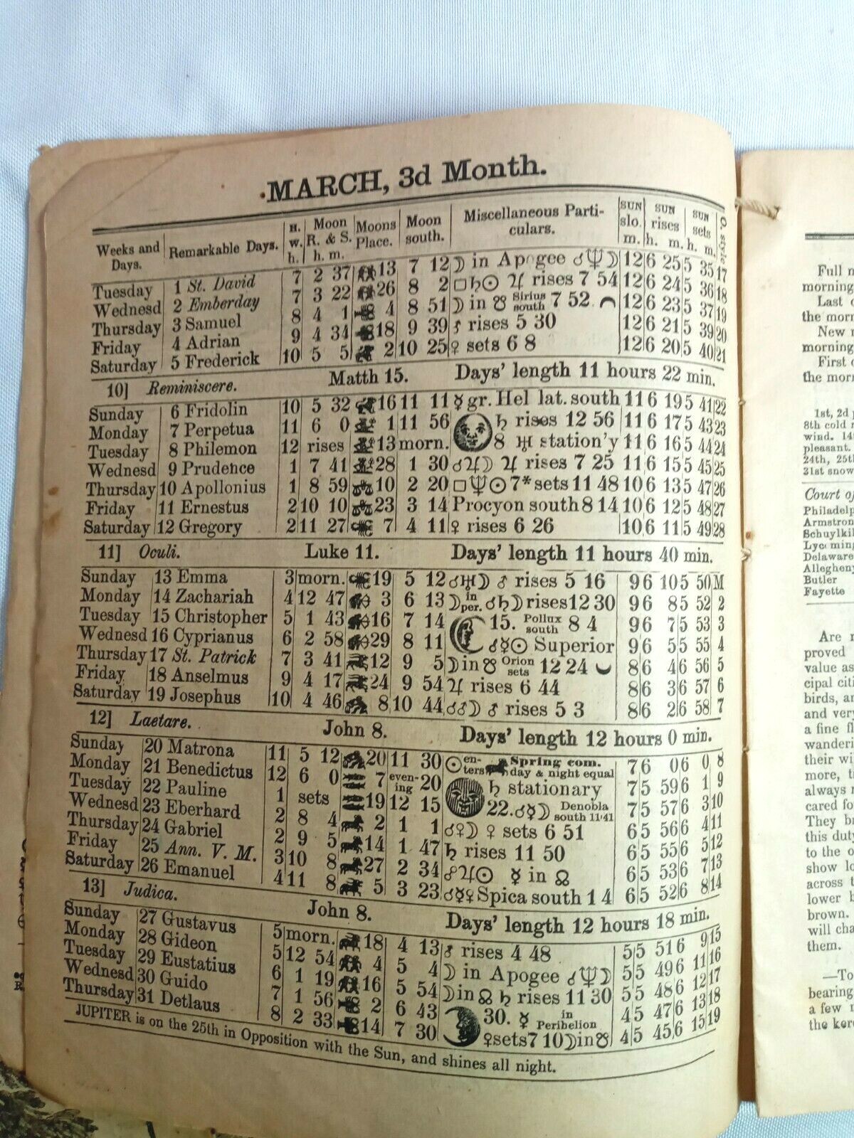 1898 John Bear Baer&rsquo;s Agricultural Almanac Lancaster, PA Antique Farmers Vintage