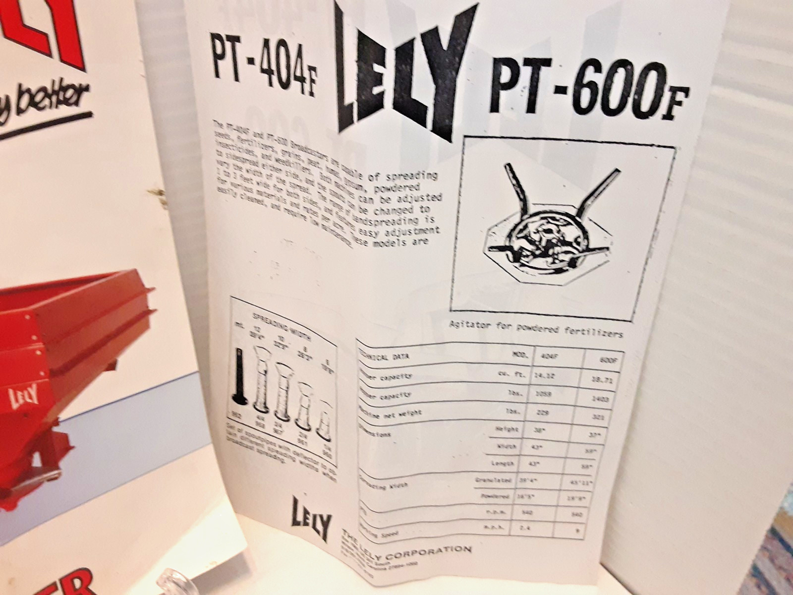 Vintage Lely Centerliner Fertilizer Spreaders PT404, PT600 Sales Flyers