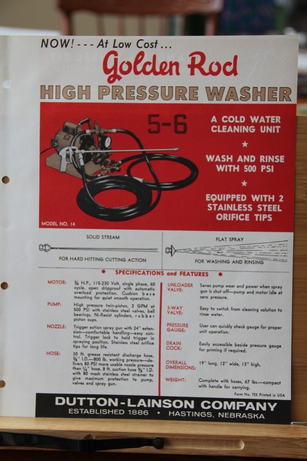 Brochure Golden Rod Pressure Washer Dutton Lainson Hasting Nebraska NE