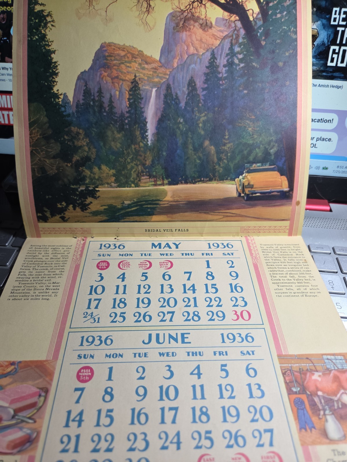 1936 Endicott Coop G L F Inc Union N Y Complete Advertsing Calendar