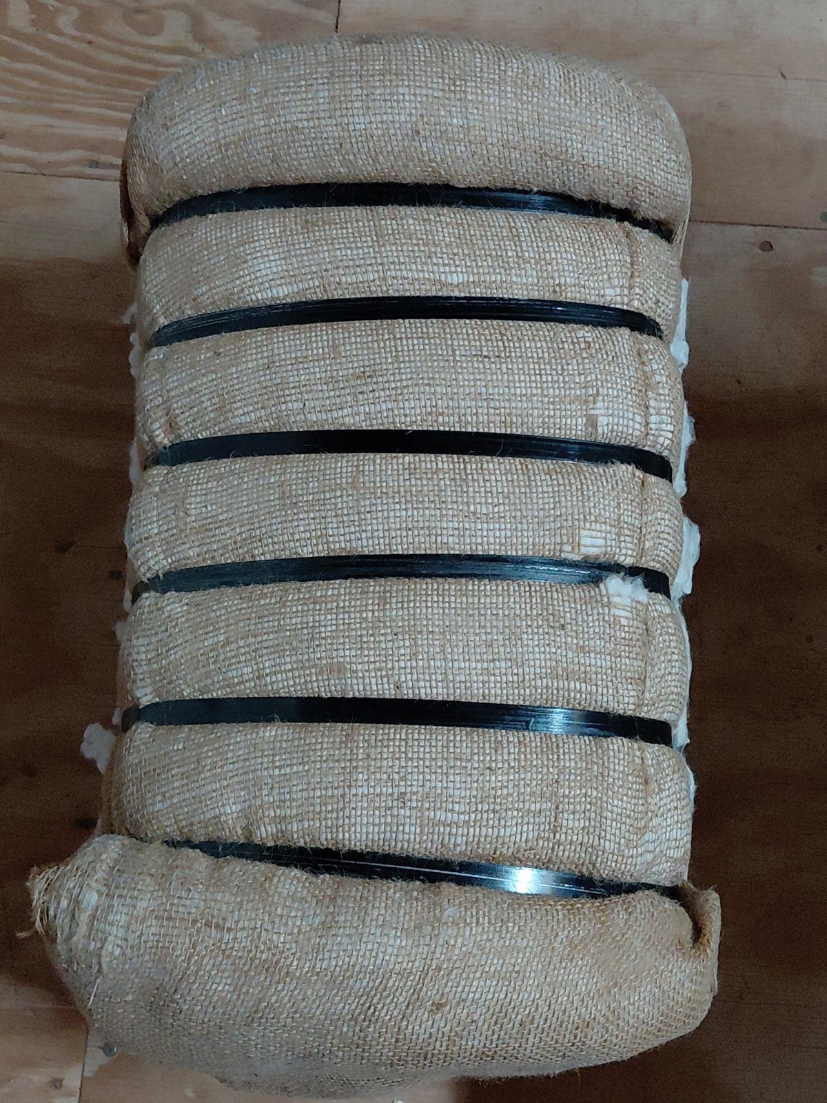 LARGE Vintage 33 Lb. Bale Of Raw USA Cotton Burlap Wrapped 21in x 18in x 13in