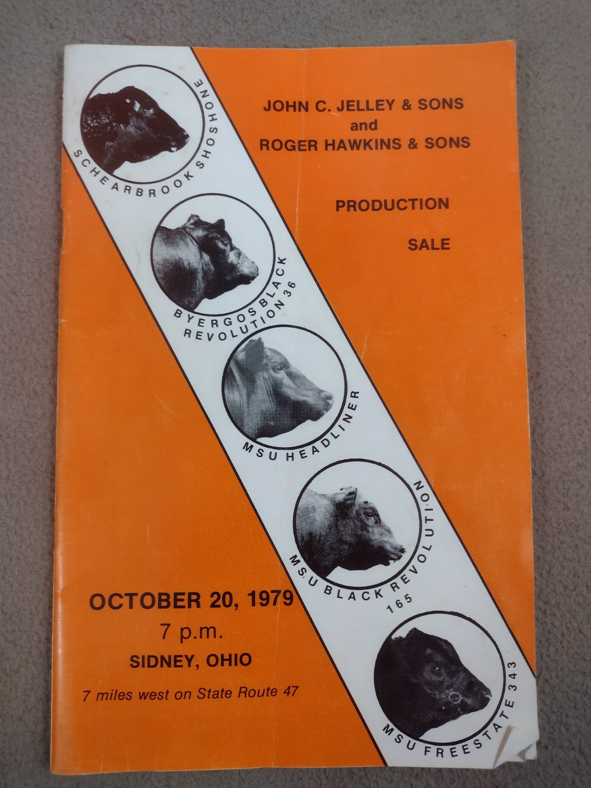 Cattle Auction Book John Jelley & Sons and Roger Hawkins & Sons Sidney Ohio 1979