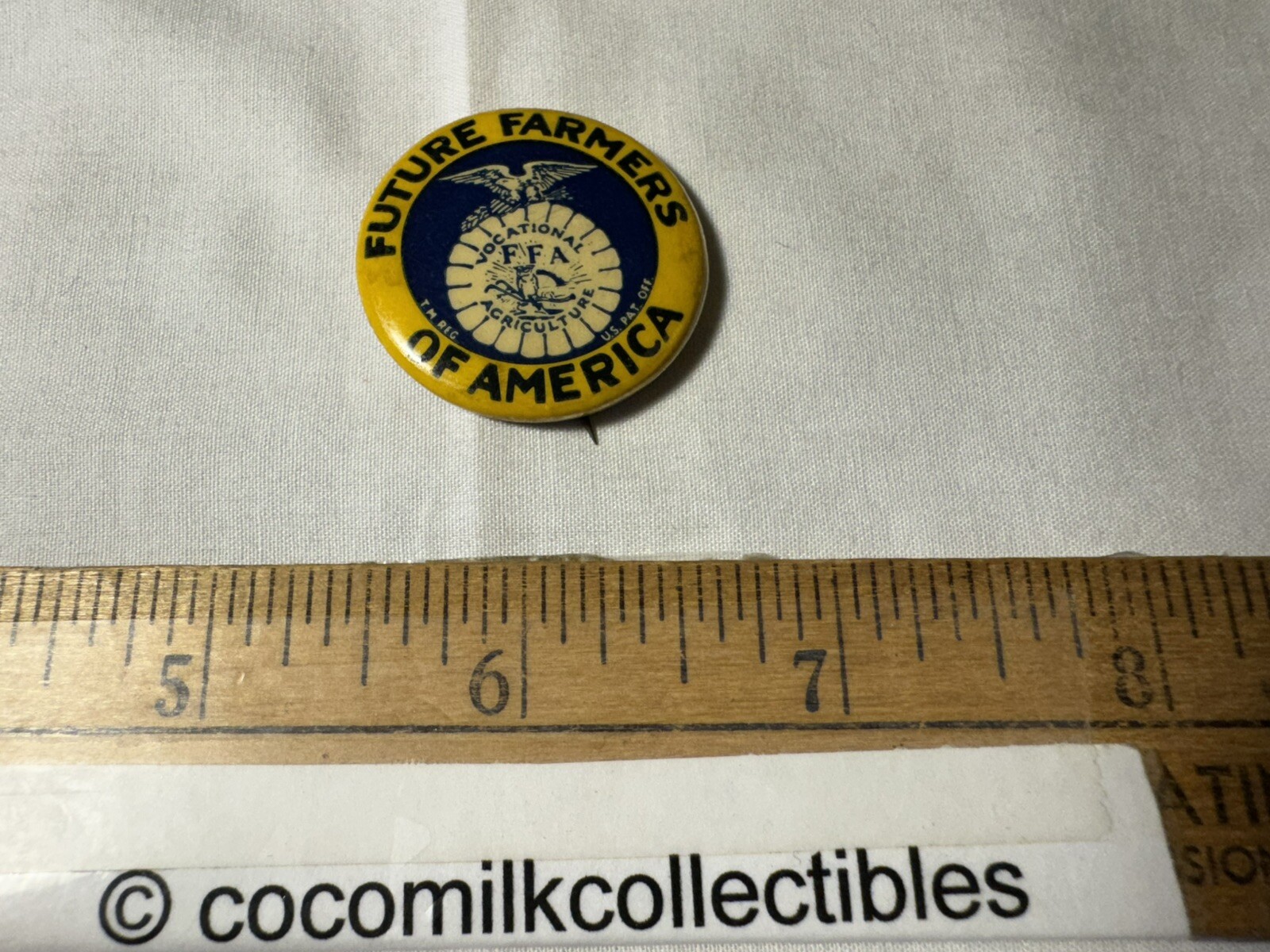 Vint 1940&rsquo;s Pin Back Button Future Farmers of America Vocational Agriculture FFA