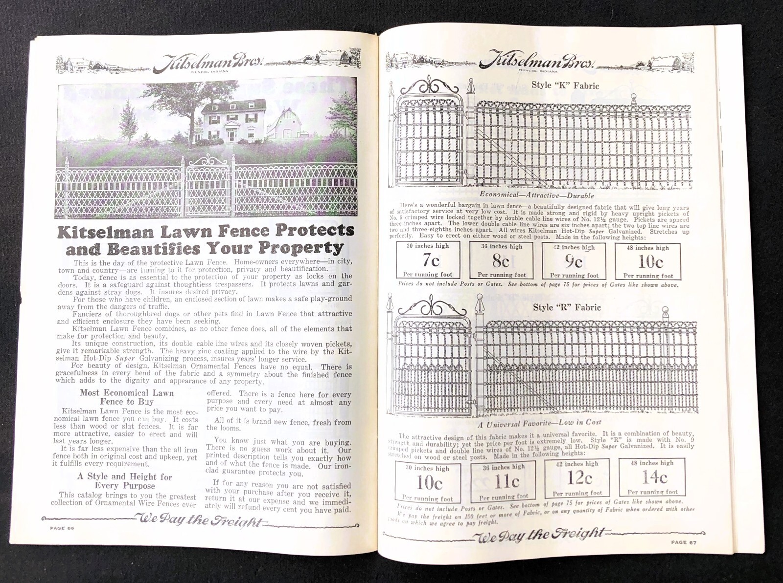KITSELMAN BROS 1927 CATALOG MUNCIE IND FARM FENCING W ENVELOPE & ORDER BLANK