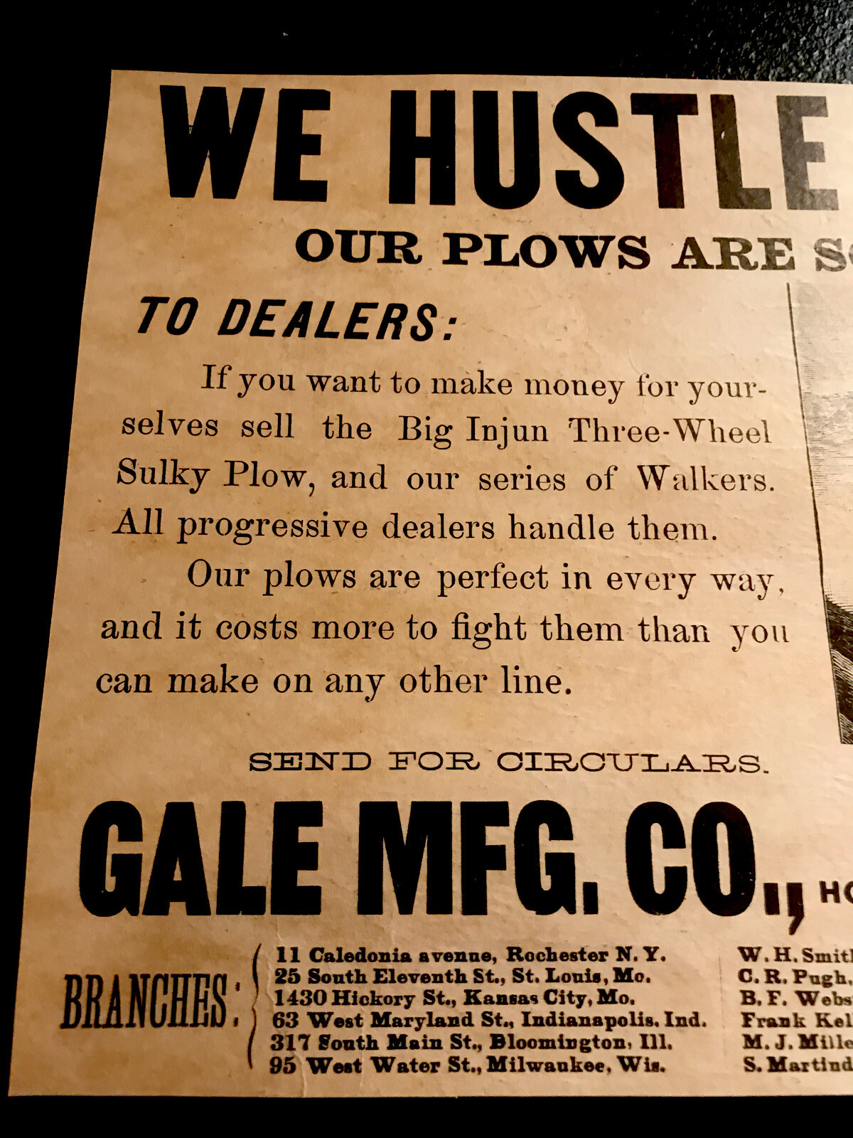 1889 Gale Plow Implement Farm Advertising – Albion – Michigan