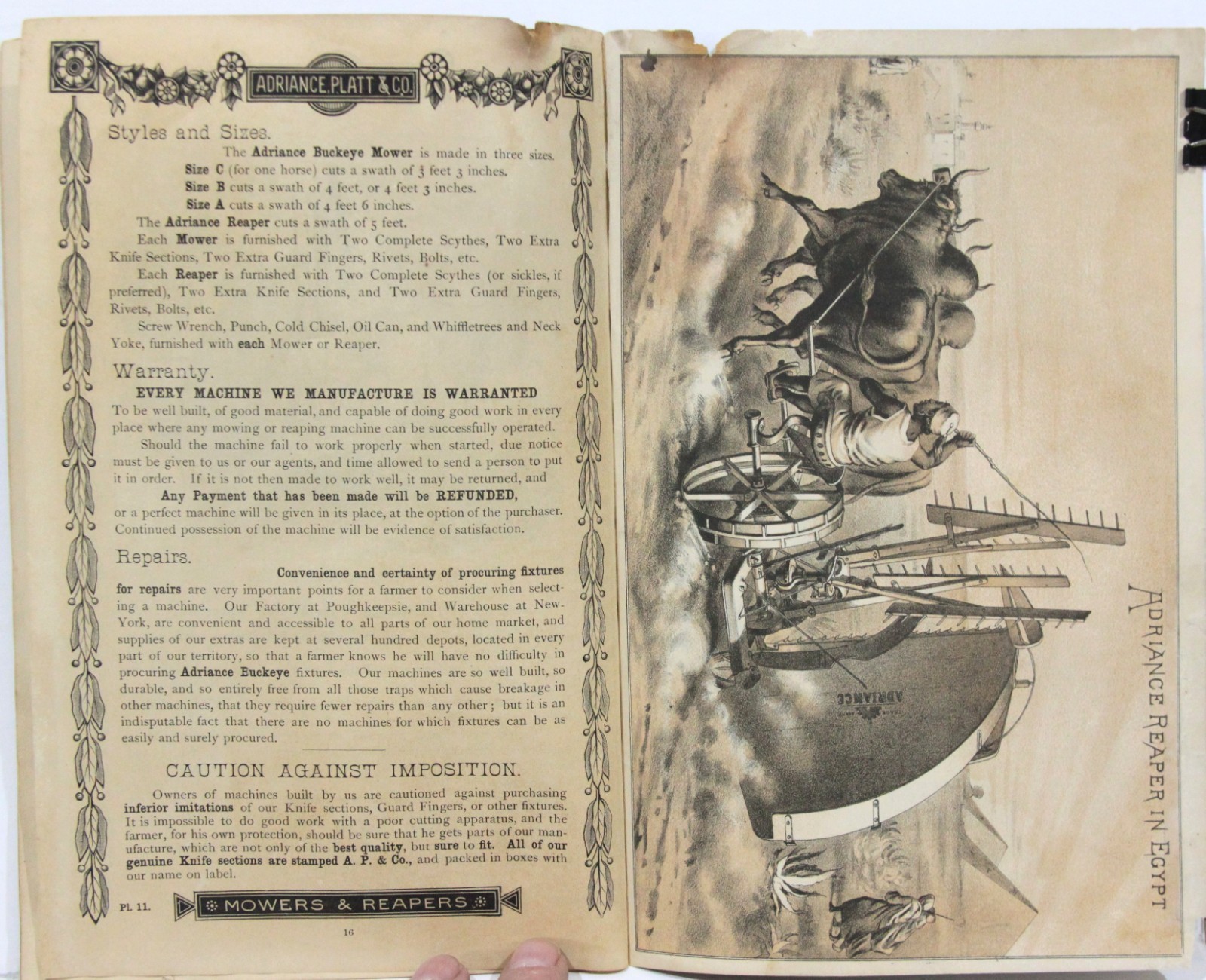 1880s Catalog of Mowers and Reapers – Adriance, Platt & Co of Poughkeepsie NY