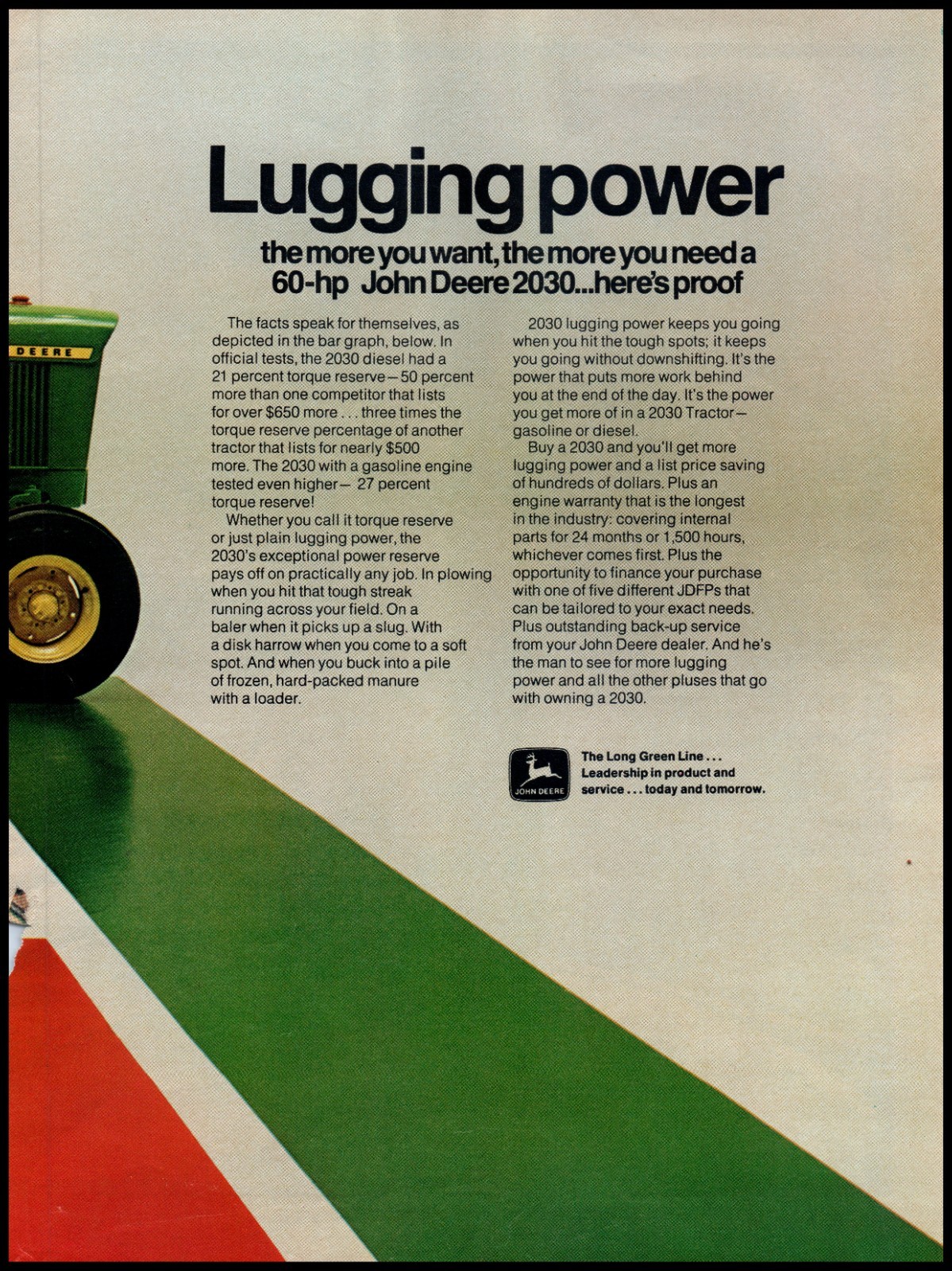 1972 John Deere 60-hp 2030 Farm Tractor 70&rsquo;s Vintage 2-Page Print Ad