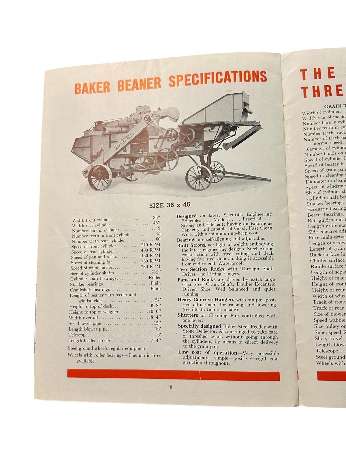 Antique A.D. Baker Grain Thresher Brochure Swanton Ohio Farm Advertising