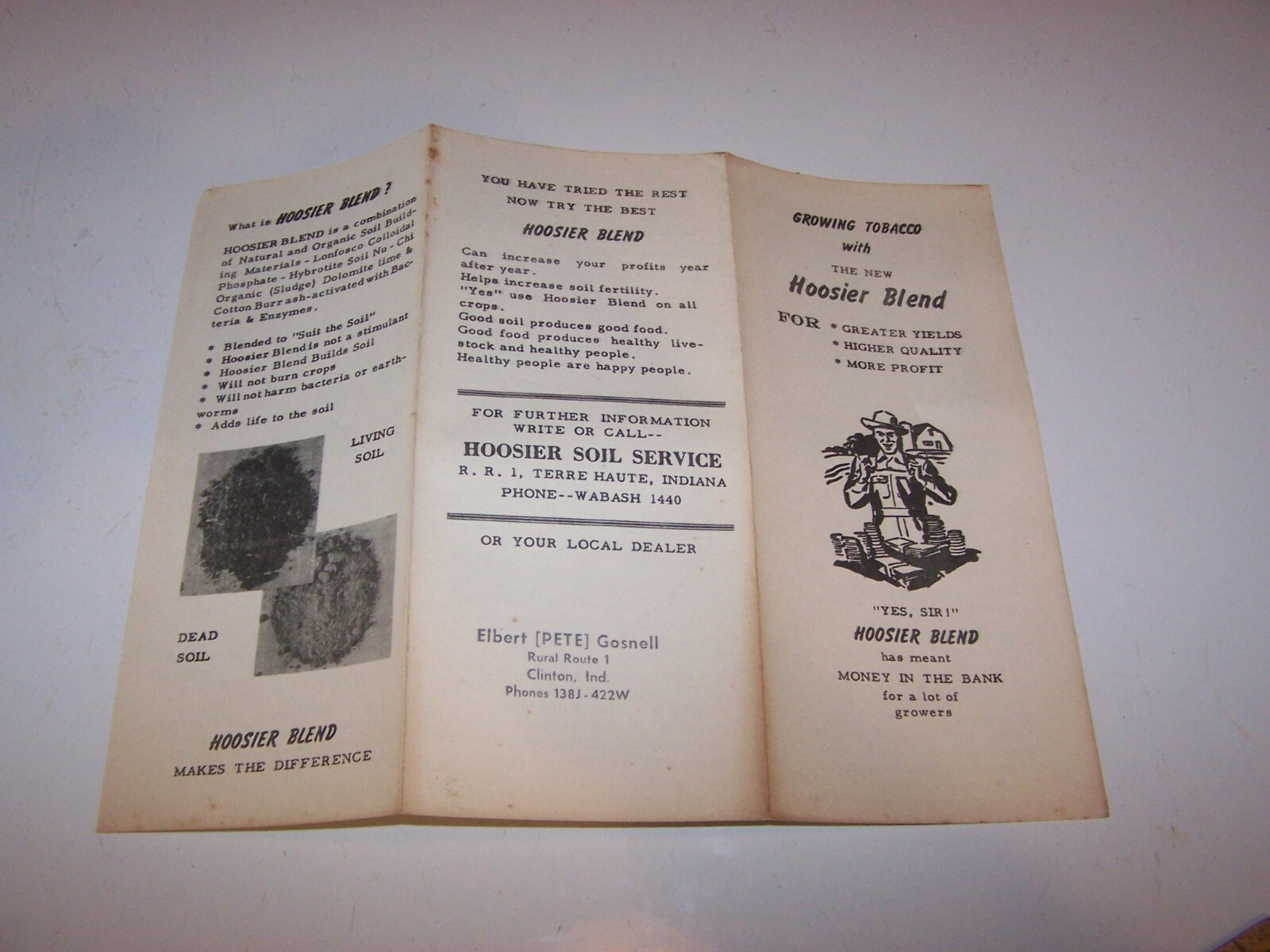 3 Vintage HOOSIER BLEND / SOIL SERVICE Fertilizer Brochures TERRE HAUTE INDIANA