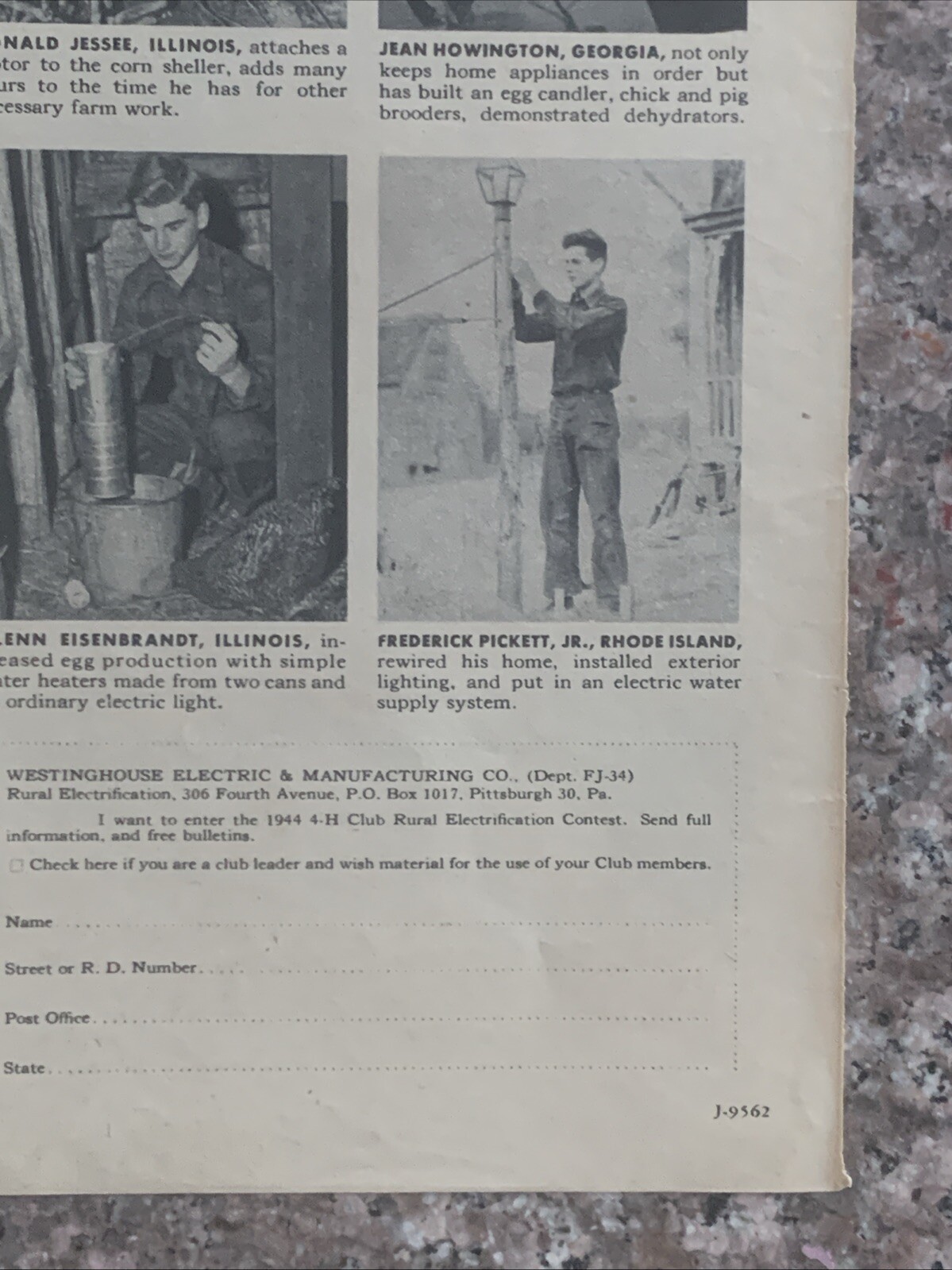 1944 Westinghouse Rural Electrification Contest PRINT AD 4-H Food Farm VTG 1940s