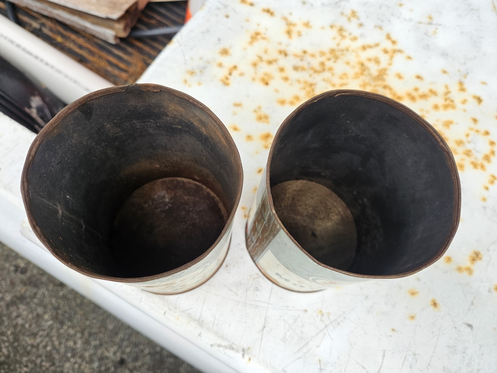 2 ESSO TOP CUT OPEN EMPTY Vintage Metal Cans