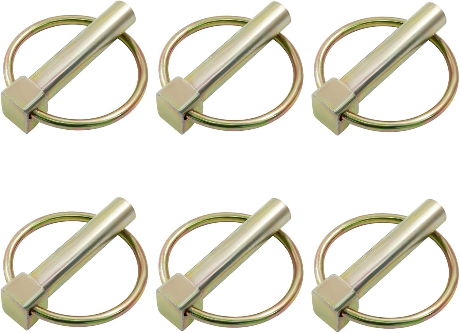 6 PCS 3/8 Lynch Pin, Linch Pin with Ring, Shaft Locking Pin Heavy Duty Lynch Pin