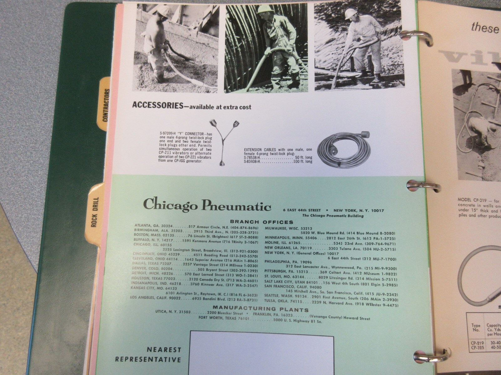 Chicago Pneumatic Concrete Vibrators & Jack Hammers Information