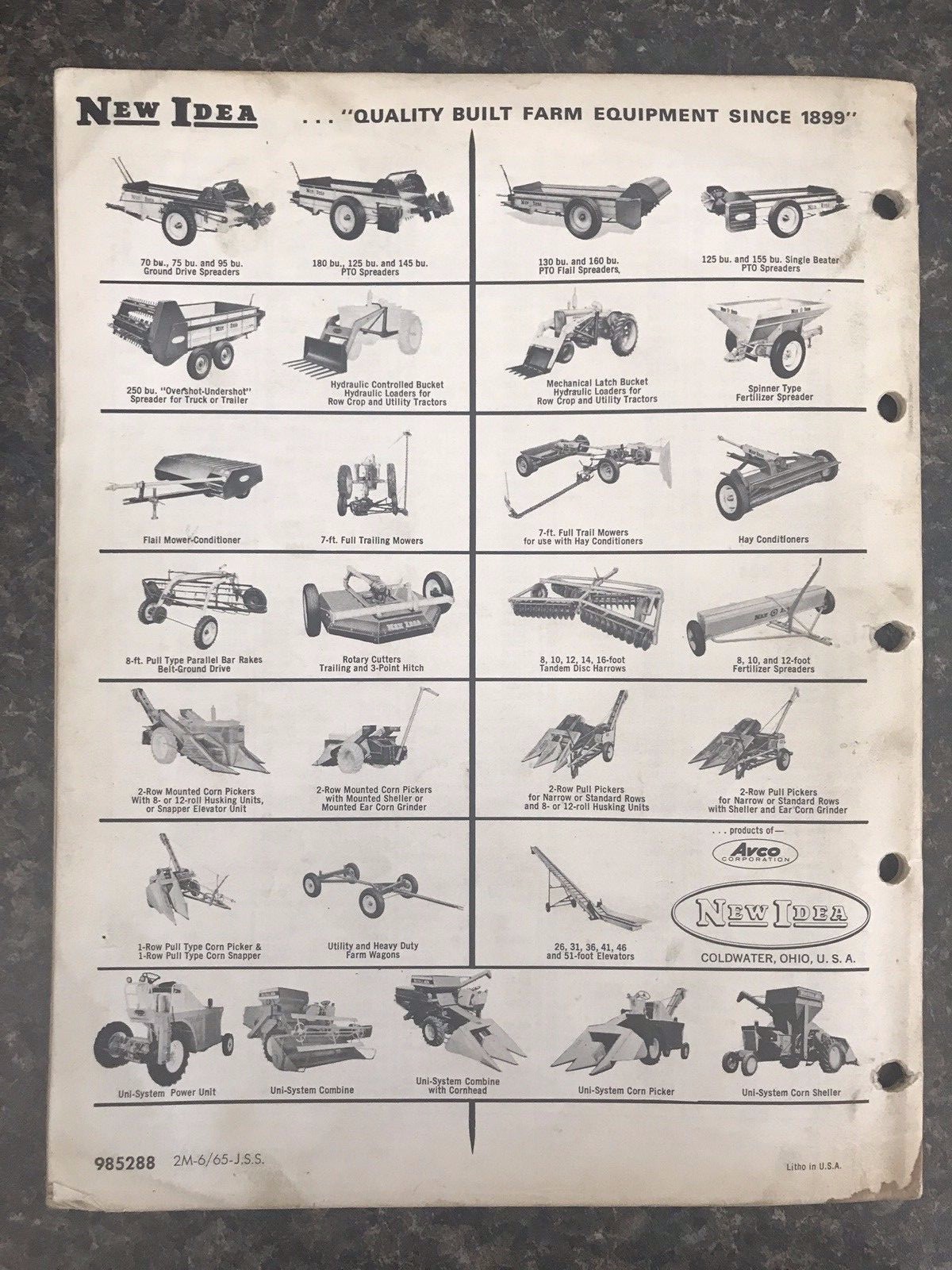 New Idea No. 722 Uni-System Sheller Operator&rsquo;s Manual No. US-103