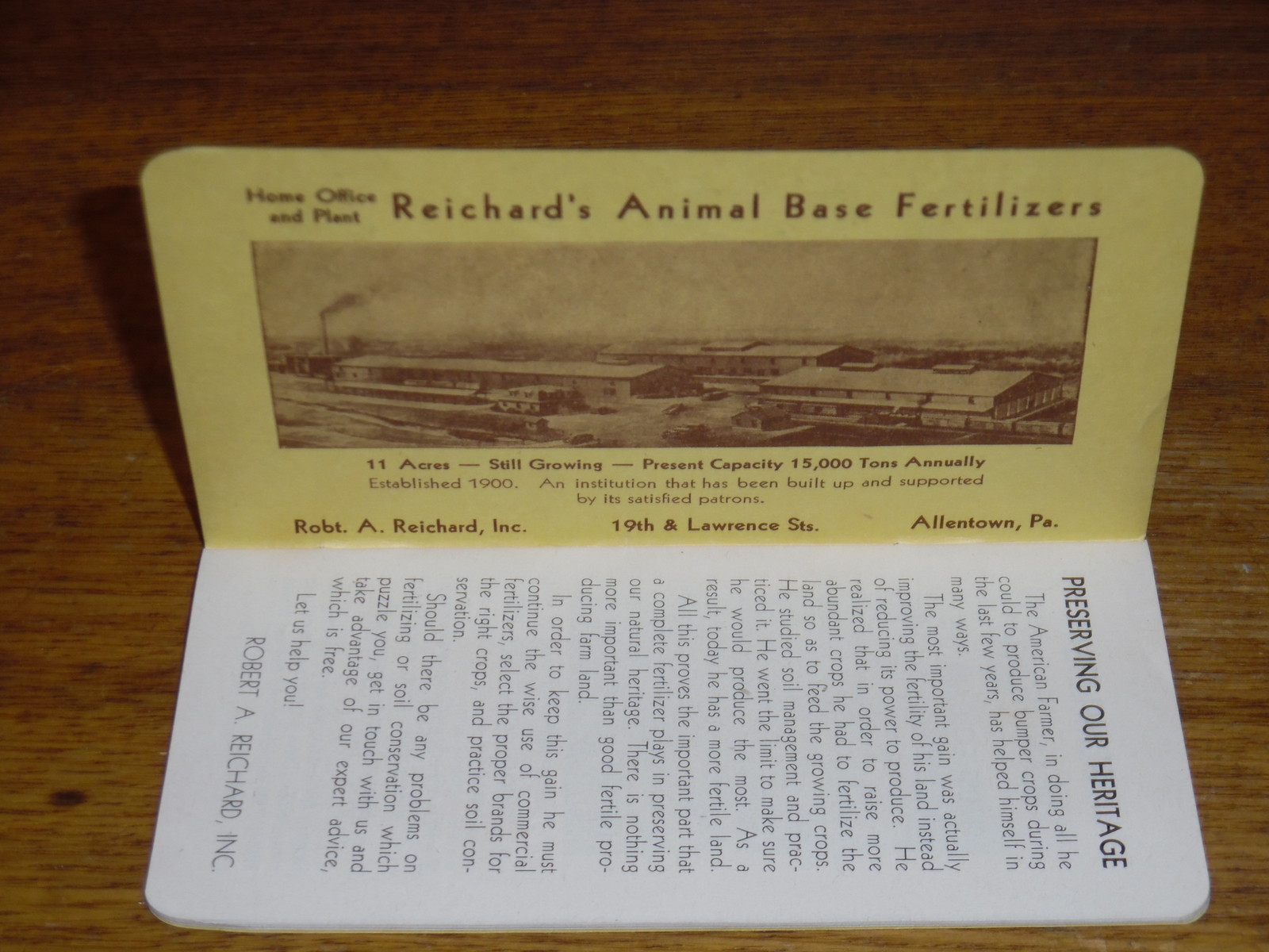 Vintage Memo Booklet – Animal Base Fertilizers – Robert A Reichard Allentown PA