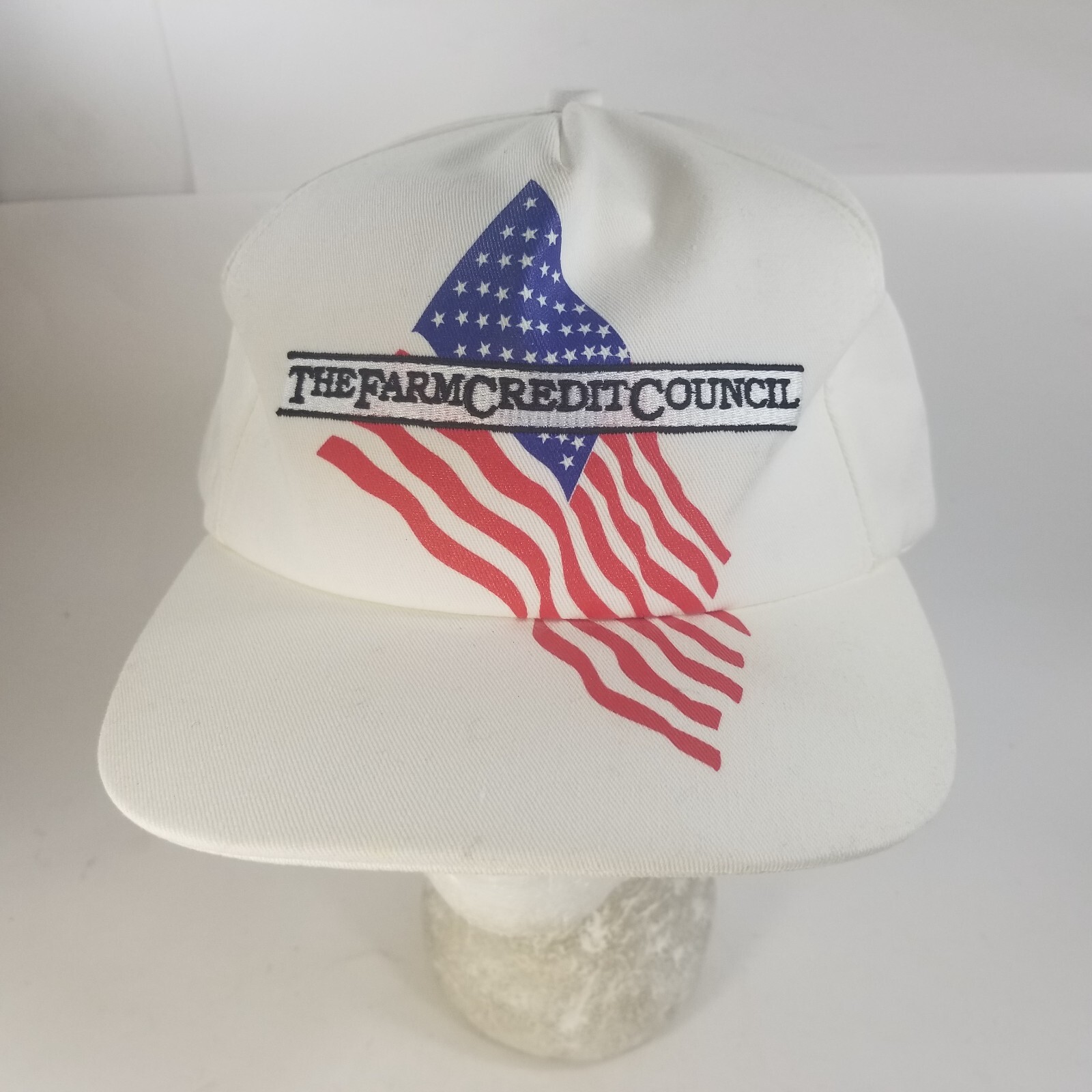 Vtg FARM CREDIT Council Snapback Hat/Cap American Flag USA made by K-Products