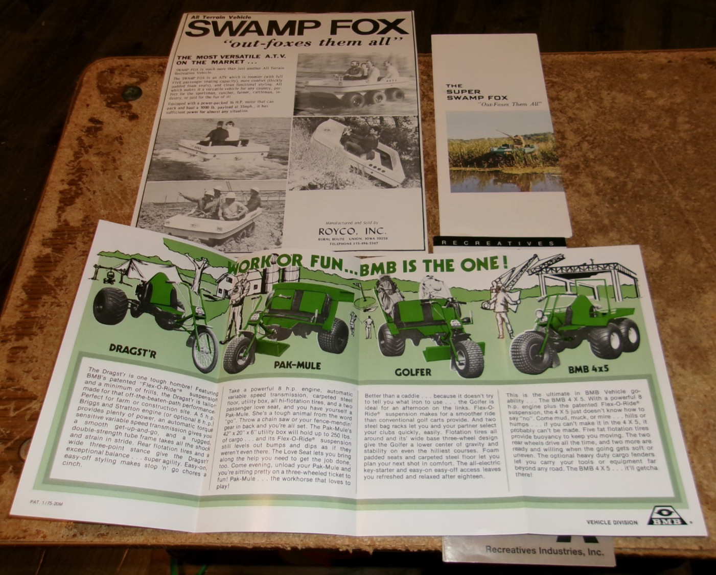 4-lot vintage assorted ATV 1 page brochure and pamphlets very good used
