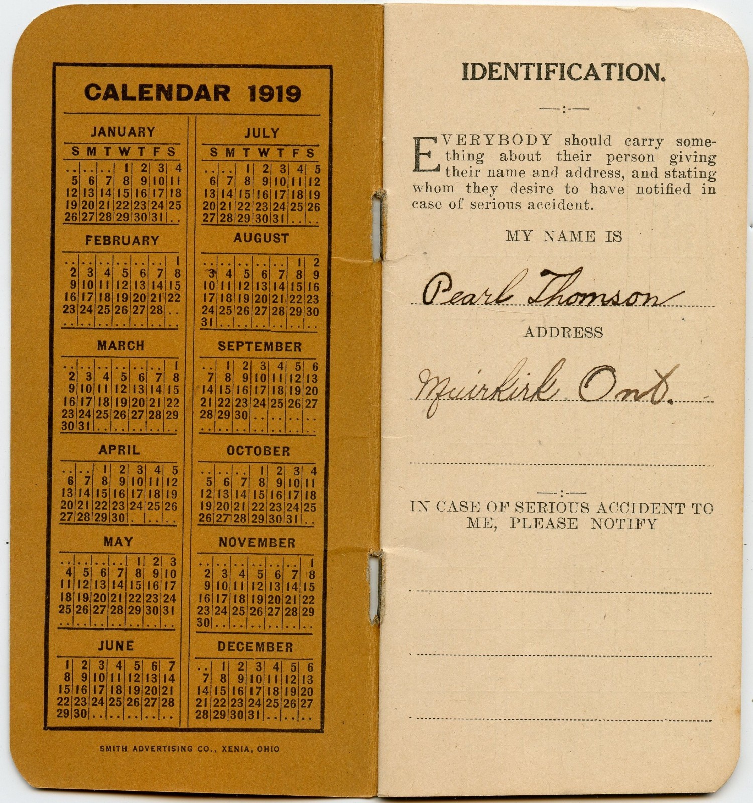 Advertising Plymouth MA Memo Book, Tractor Record, Twine, Welland ON Canada 1919