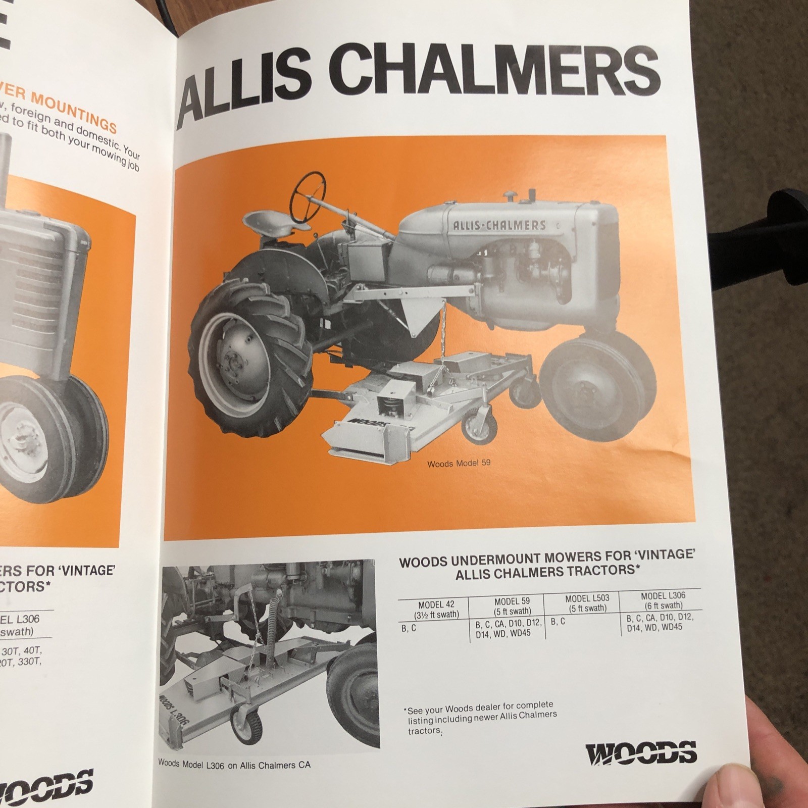 1969 Woods Undermount Mowers for Tractors Sales Brochure Model John Deere ￼Ford