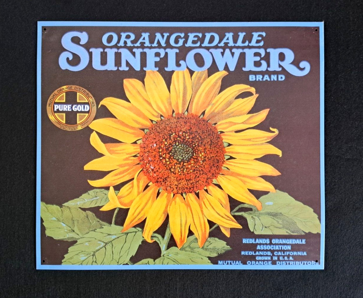 Tin Sign – Orangedale Sunflower Brand Pure Gold – Vintage Reproduction