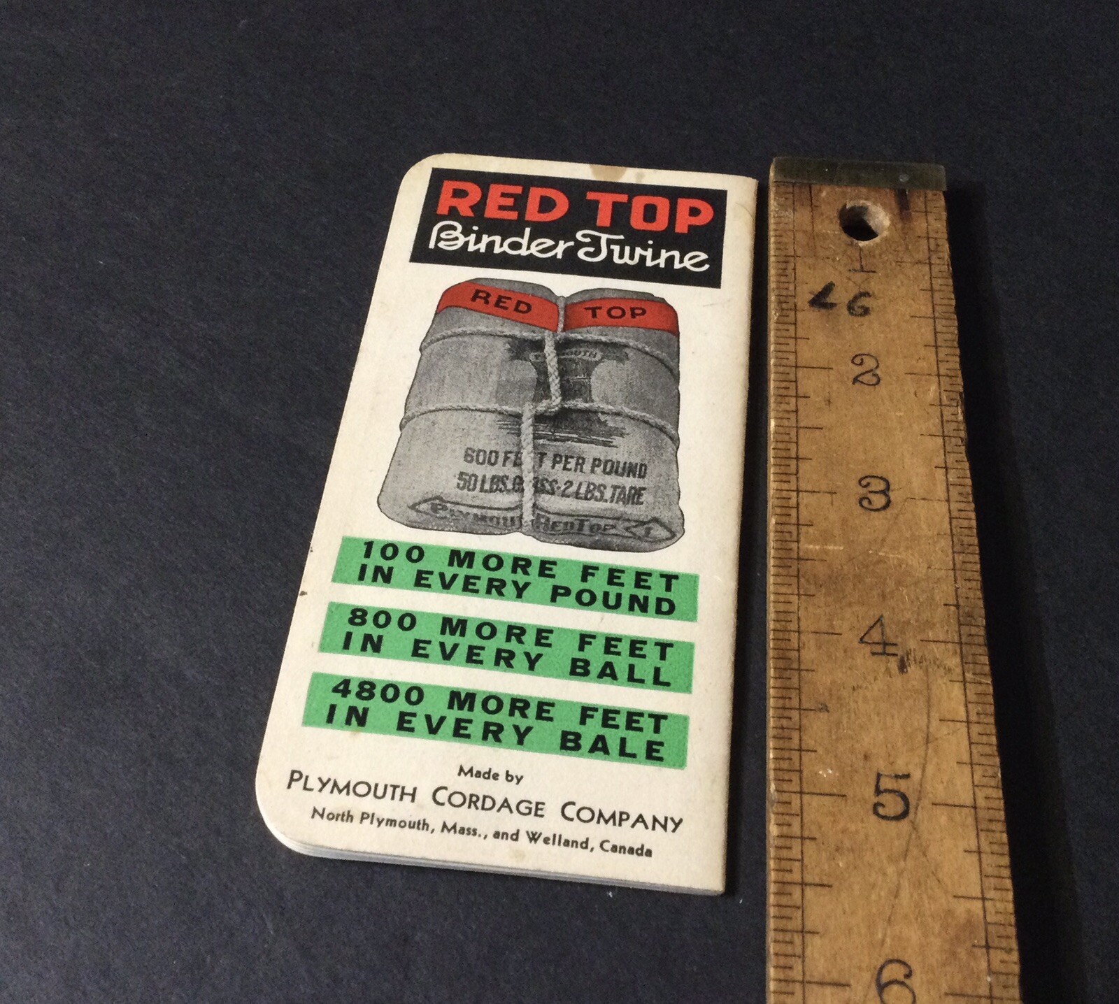 Vintage 1937-38 PLYMOUTH BINDER TWINE Farm Equipment Pocket Ledger UNUSED