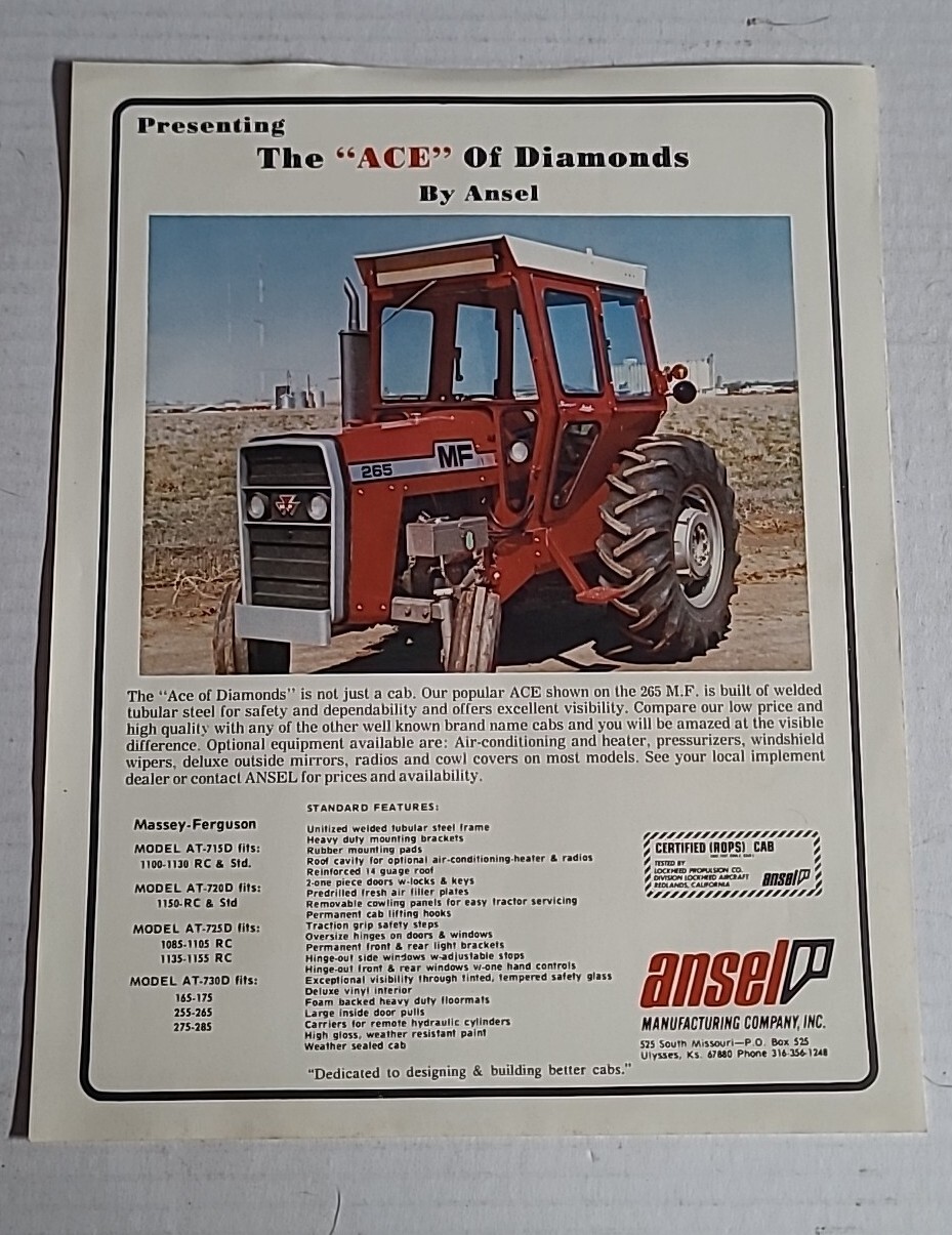 Ansel Tractor cabs for Massey Ferguson Ansel Ulysses Kansas Brochure