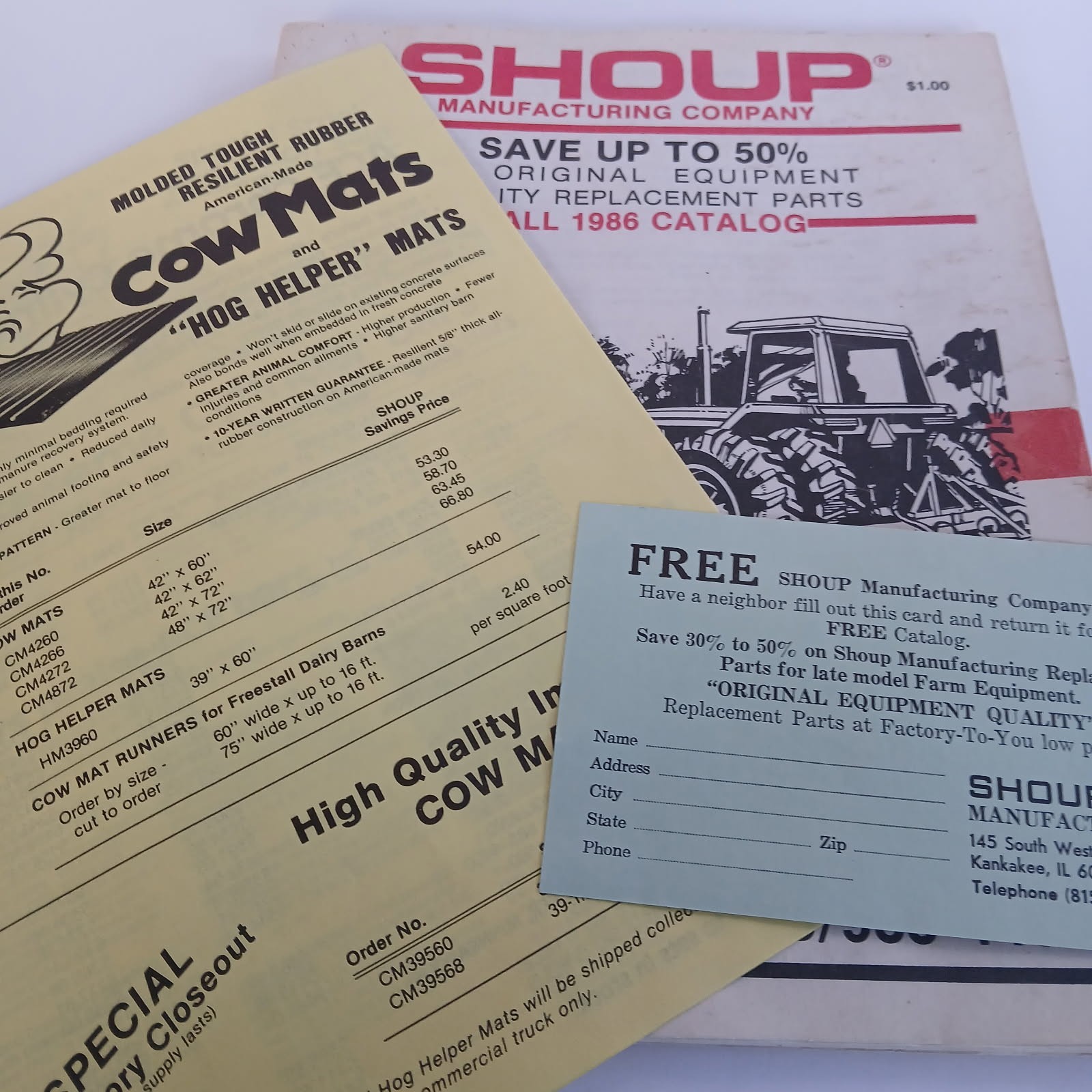 Shoup Manufacturing Company Fall 1986 Catalog Tractor Parts Kankakee IL. Farming