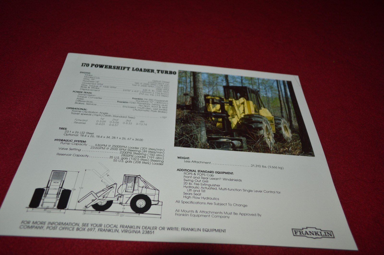 Franklin 170 Powershift Loader Turbo Dealer&rsquo;s Brochure YABE8