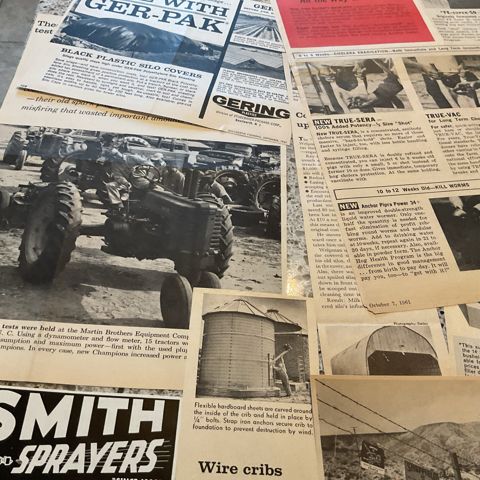 ~50 Farm Related Print Ads 1940-1960 Sprayers Buildings Equipment Fence More